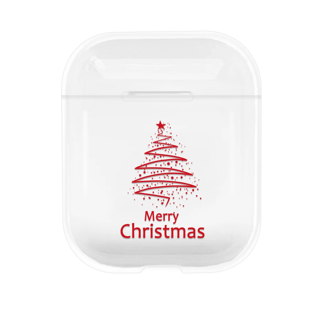02 Merry Рождественская елка корпусы гарнитурные для Apple Airpods Мода Санта Клаус чехол для Air Pods прозрачный жесткий чехол для ПК - Цвет: 02