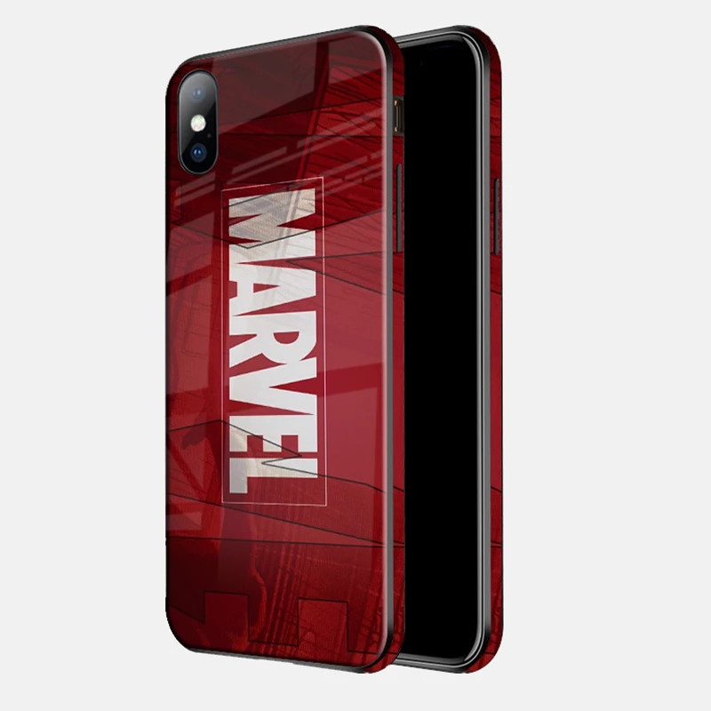 08 Чудо-яд Железный человек стеклянный чехол для iphone 11 11Pro Max X XS MAX XR Супермен Бэтмен цветной край задняя крышка для iphone 6 7 8 Plus - Цвет: 08