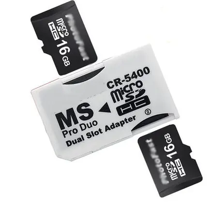 Оптовая продажа без емкости переходник с двумя слотами Micro SD TF на Memory Stick Pro Duo для