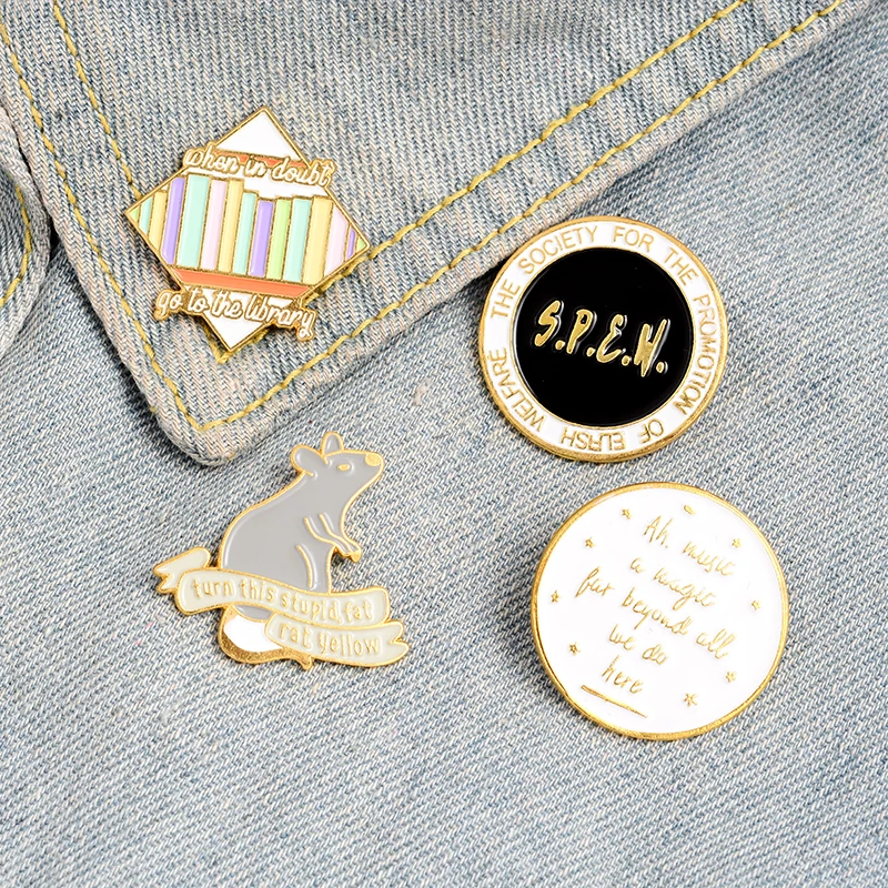 

Magic Music Book Rat Library Enamel Lapel Pins Cartoon Brooches Badges Backpack Fashion Pins Gifts for Friends Wholesale Jewelry