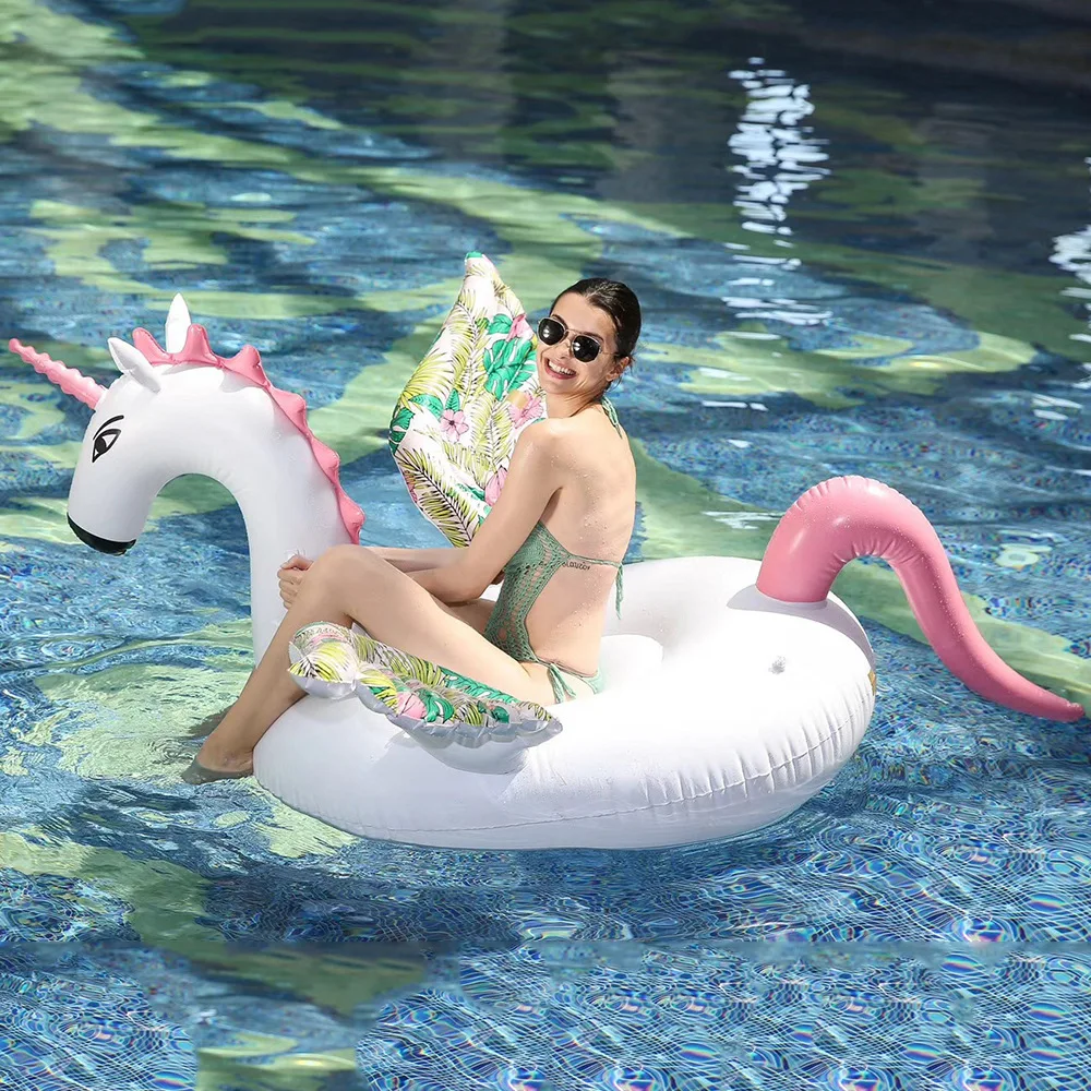 200CM Giant Inflatable Unicorn Pool Float Swim Ring Pegasus Floating Swim Float Gonflable Piscina Boias Child&Adult Water Toys