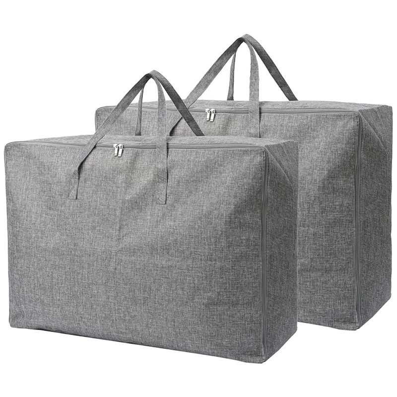 

105L Extra Large Storage Bags Organizer Bag-2 Pack-Sturdy, Moisture Proof Linen Fabric, Carrying Bag, Clothes Bag for Bedding, C