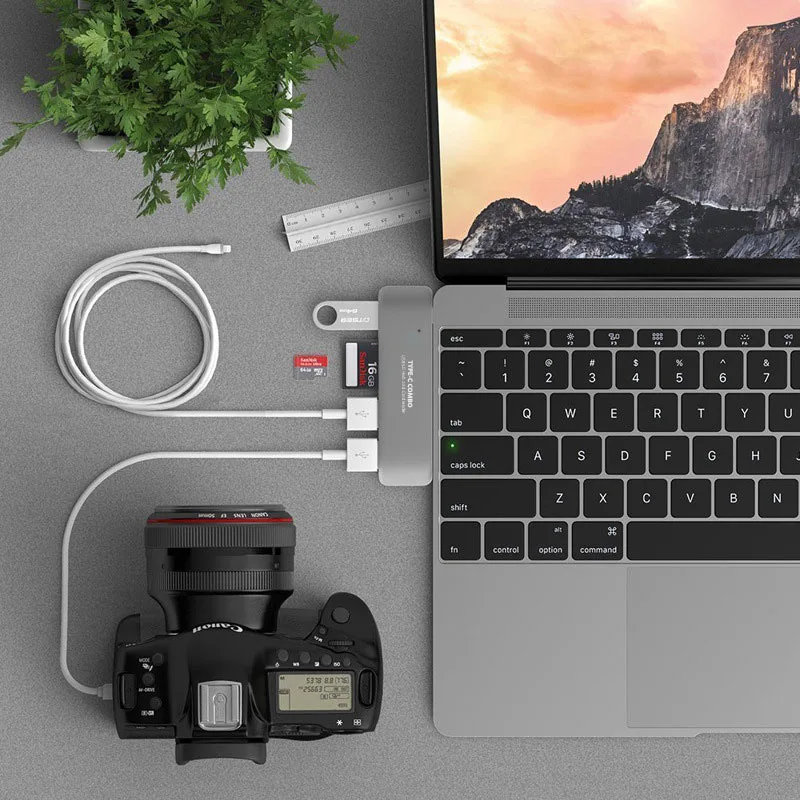 USB хаб Thunderbolt 3 с портом Type C и кардридером для TF SD карт|Компьютерные кабели разъемы|