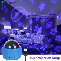 creative mini projector lamp 3 slides remote control usb night lamp christmas gift for children kids projection light