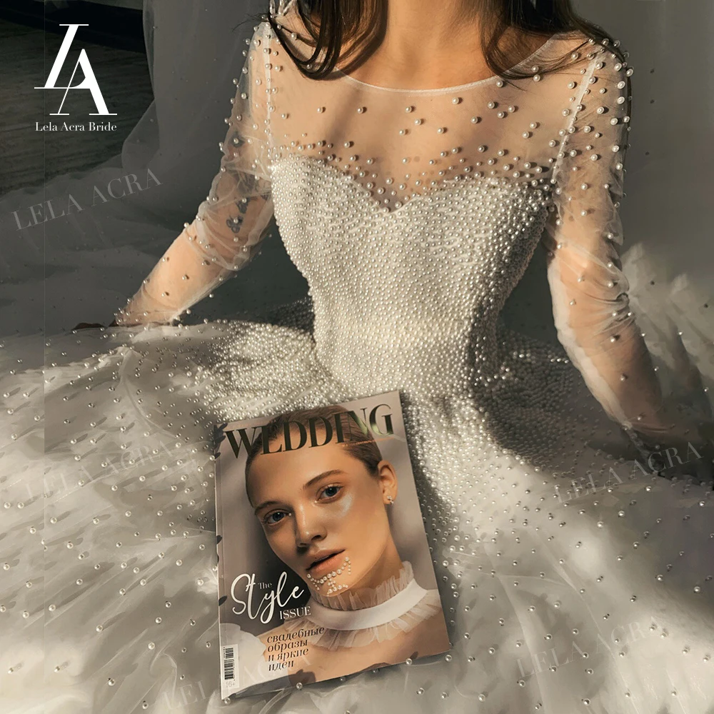 Роскошное бальное платье невесты с длинными рукавами свадебные платья из