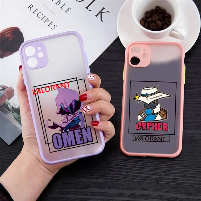 

valorant Phone Case For iPhone 12 11 Mini Pro XR XS Max 7 8 Plus X Matte transparent Purple Back Cover