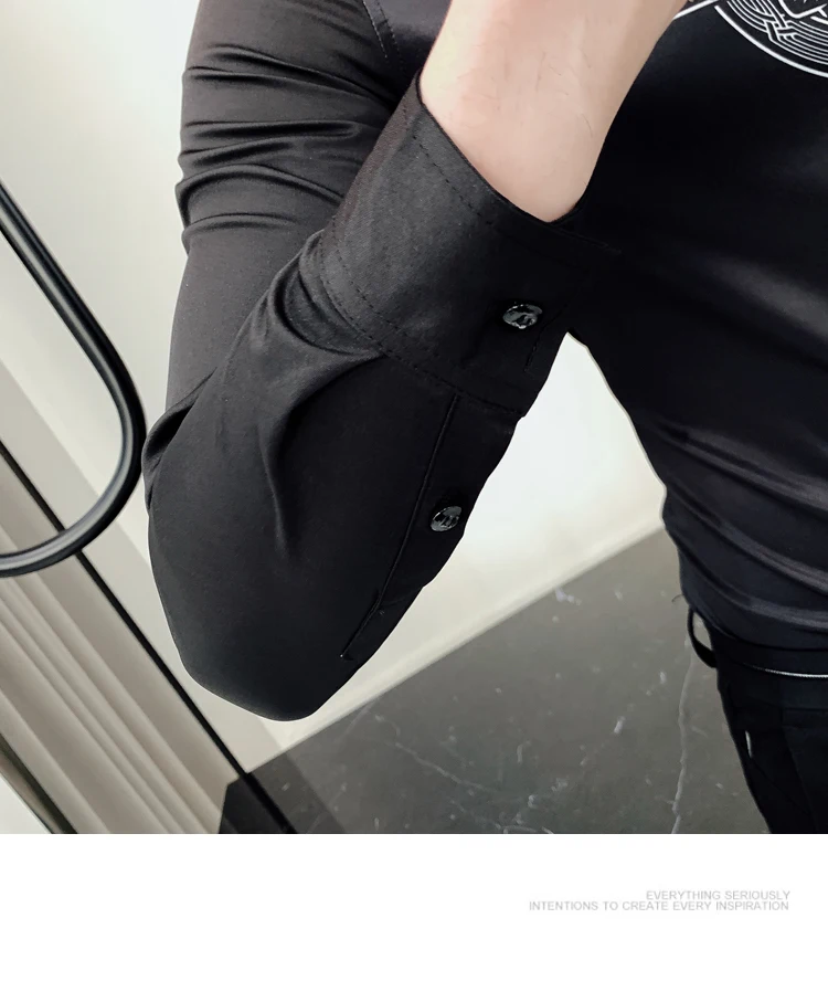 Camisa Homem Prom Camisa Masculina, осенняя рубашка с цветочным принтом, рубашка с принтом в виде креста, мужская рубашка с длинными рукавами, DJ Singer