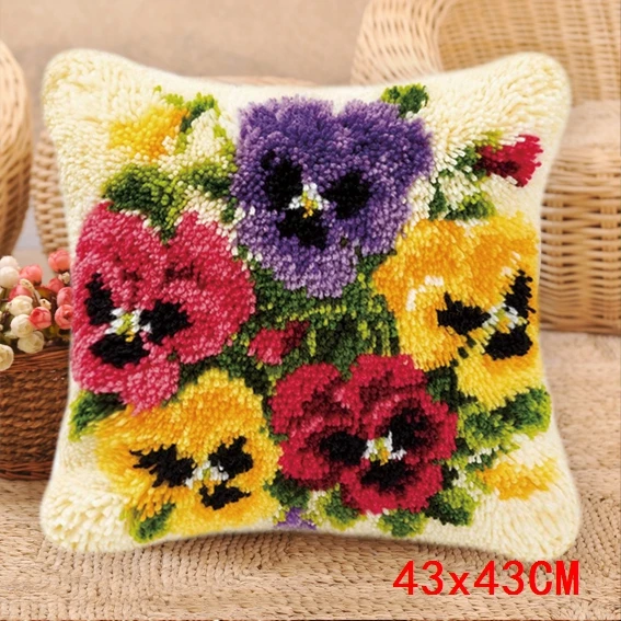

Scenery Series Flowers Pillowcase Latch Hook Kits Smytna Carpet Embroidery Kits kussen knooppakket DIY Foamiran For Needlework