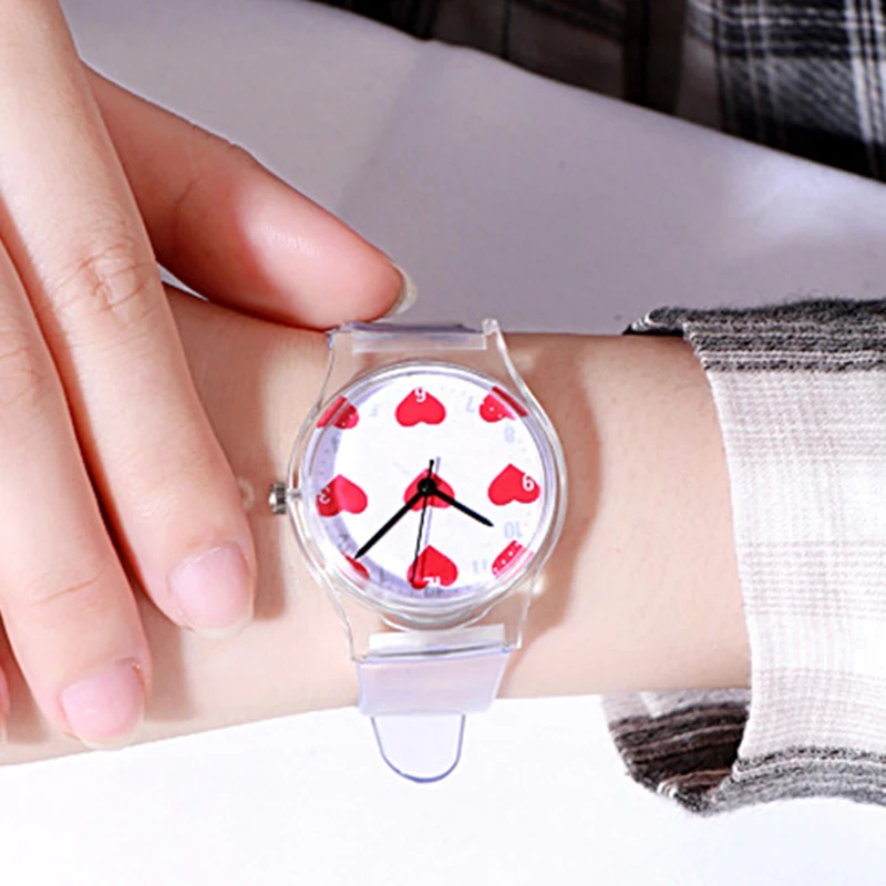 

Kids Quartz Sport watch Jelly For Girls Boys Children women clocks Wristwatch Cartoon Transparent color Simple
