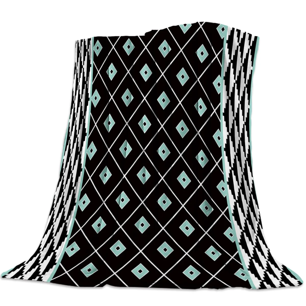 

Boho Geometric Pattern Throw Blanket Portable Soft Sofa Blanket Warm Microfiber Flannel Blankets for Beds