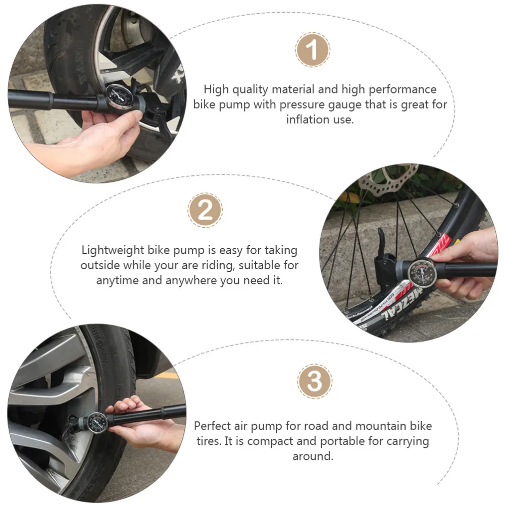 

Mini Bike Basketball Pump with Pressure Gauge Inflation Bike Inflator Pump