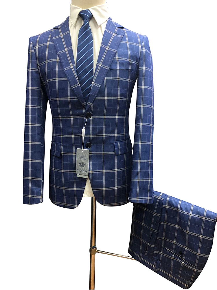 Костюм Roettoni Royalblue мужской клетчатый приталенный комплект из 2 предметов