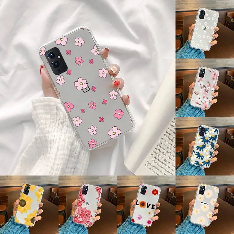 

Cute cartoon daisy flower Phone Case Transparent For OnePlus 9 8 7 7t 8t Oppo find X3 X2 reno5 Vivo X60 X50 Pro MeiZu 17 16XS
