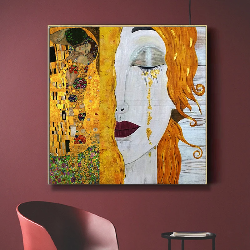 

Gustav Klimt Golden Tears and Kisses 5d diy full diamond painting square drill mosaic Diamond Embroidery full round diamonds,