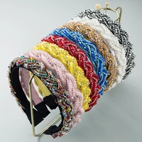 spring new designer bling hairband rhinestone crystal cross braided handmade headband for women 2021 hair accessories