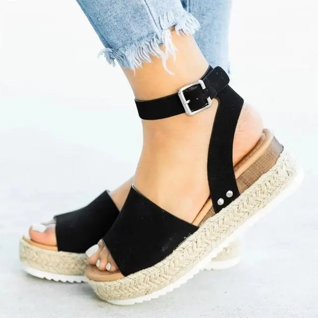 Spring and Summer New Leopard Print Sandals Women's European American Woven Flax Platform Strip Winding Wish | Обувь