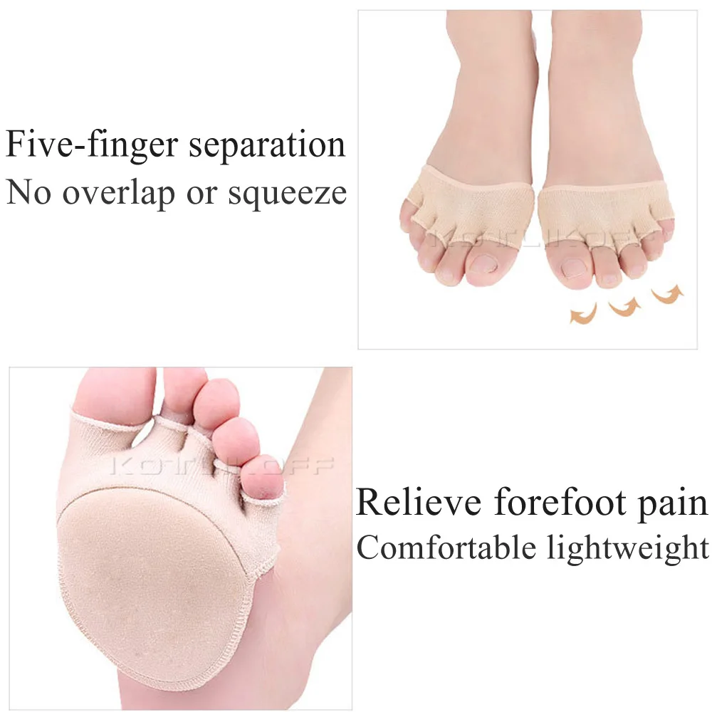 KOTLIKOFF Cotton Half Insoles Pads Foot Care Insoles Forefoot Pain Relief Massaging Metatarsal Toe Support Pads Insoles Forefoot