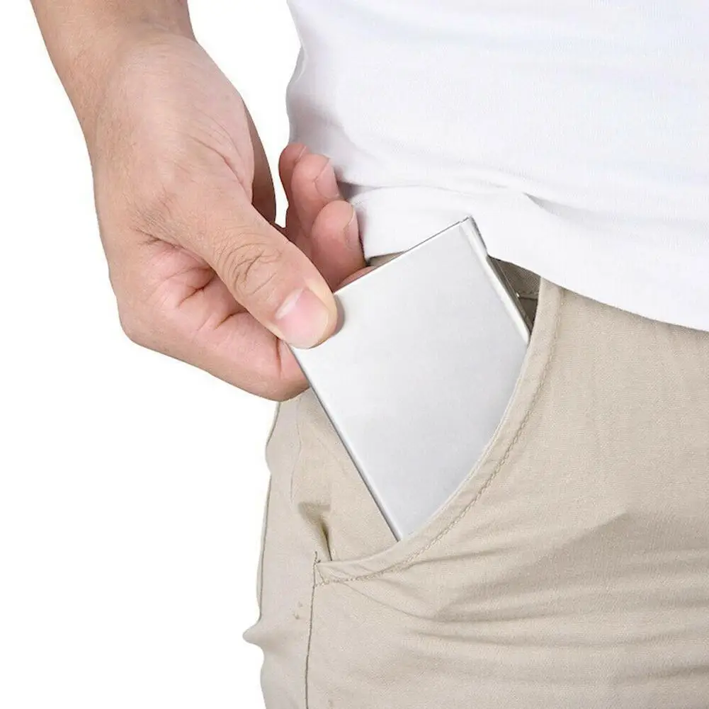

Steel Bank Credit Card Holder For Men Anti Protect Case Cardholder ID Wallet Travel Metal Men V6C9