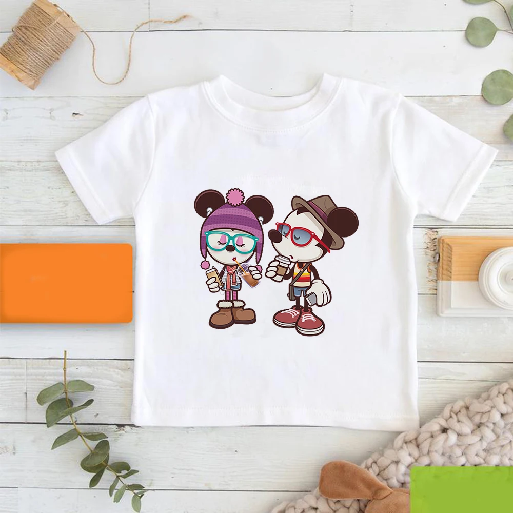 

Children's Clothing Disney Mickey Mouse Cartoon Boy T-shirt Round Neck Casual Baby Tee Shirt Cute Minnie Print Tops For Girls