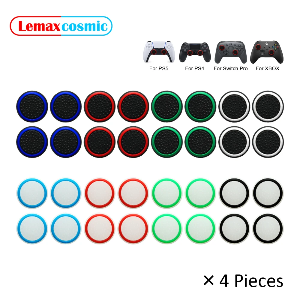 4 Piece Joystick Cap Soft Silicone Thumbstick Grips For Sony Playstation DualSense Dualshock 4 5 PS4 PS5 For Nintendo Switch Pro