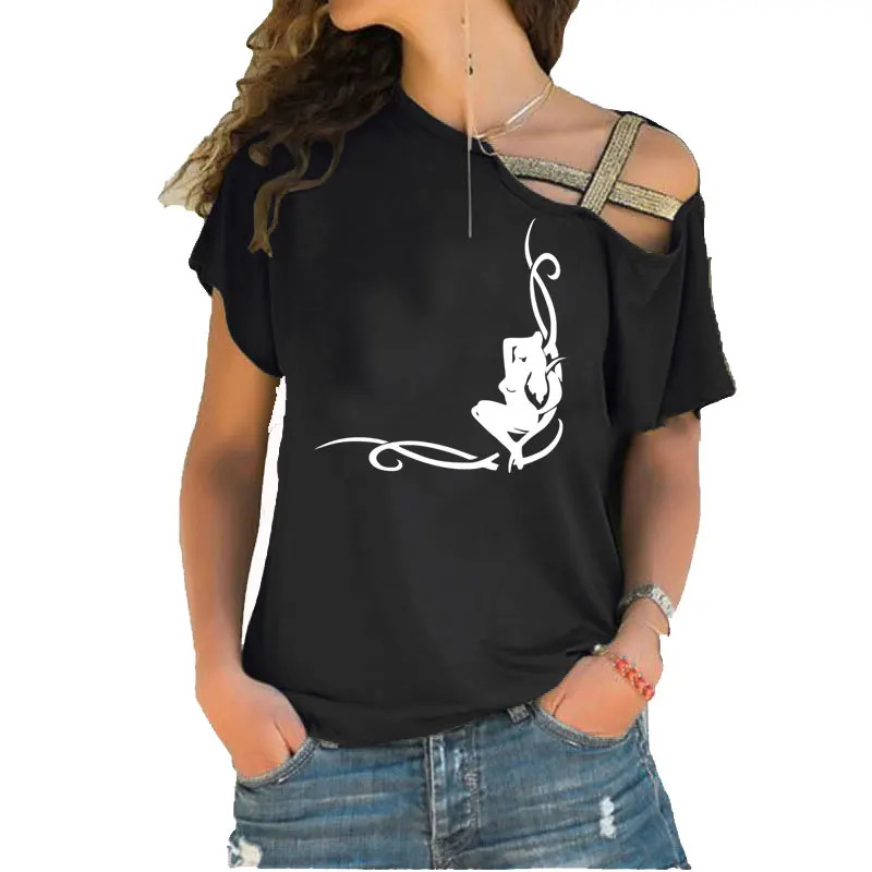 

Футболка женская летняя из хлопка с принтом в виде очков