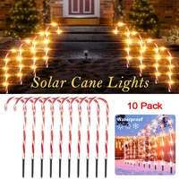 solar christmas candy cane light outdoor waterproof christmas day light led home garden passage courtyard lawn decoration light