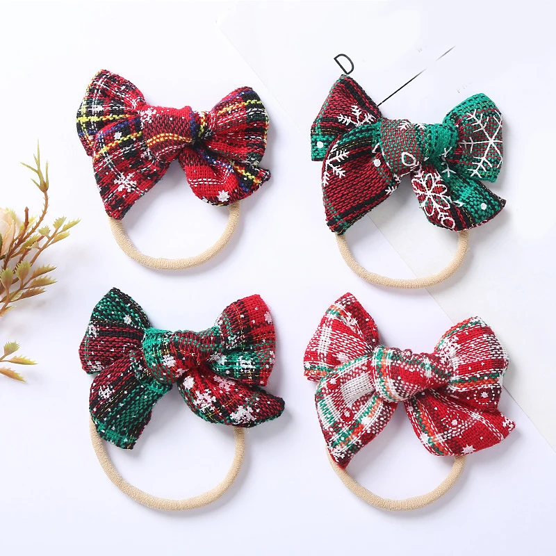 

Children's Sweet Cute Hair Accessories Princess Style Soft Christmas Style Hair Rope Popular Lovely Check Bow-knot Headdress