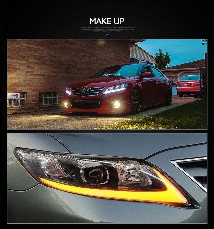 Автомобильная передняя лампа angel eyes для Toyota Camry фары 2009 2010 2011 сборка сигнала светодиодный проектор DRL