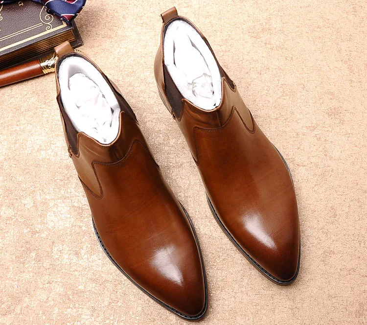 QYFCIOUFU/новые ботинки Челси Мужские модные ботильоны из натуральной кожи Цвет