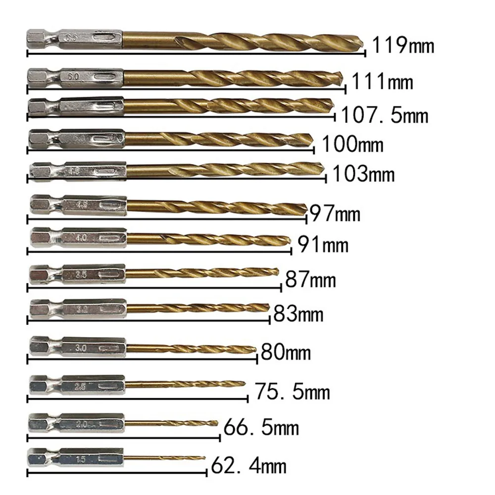 

Hexagon Shank Drill Bit High Speed Steel Titanium Coated Drill Bit Electric Screwdriver Bit #W