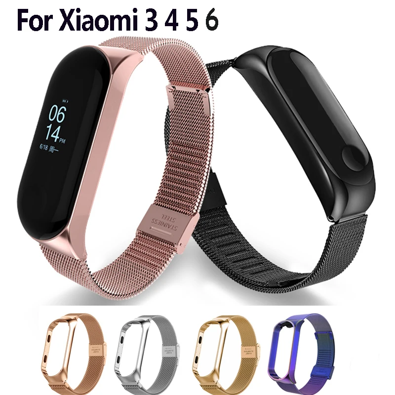 

Металлический ремешок для Xiaomi Mi Band 6 5 4 3, спортивный умный браслет из нержавеющей стали для наручных часов Mi Band 3 4 5
