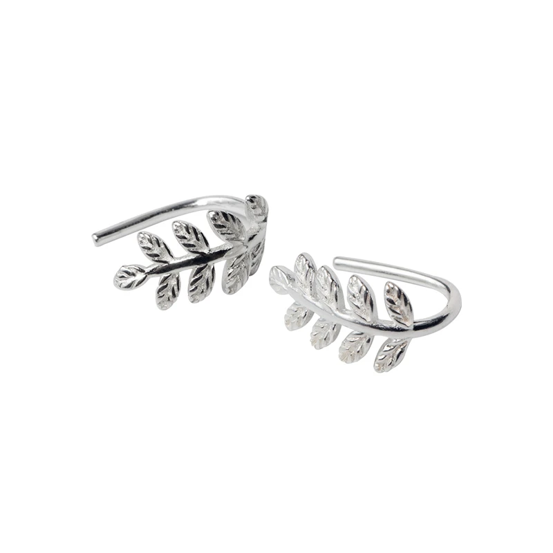 

LKO 925 Sterling Silver Vintage Tree Leaves Stud Earrings Charm Female Fashion Sterling Silver Jewelry For Women Jewelry Gifts