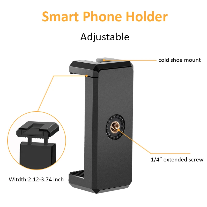 

Phone Vlog Tripod Hot Shoe Phone Holder For Mini Tripod with Remote Control Microphone LED Light
