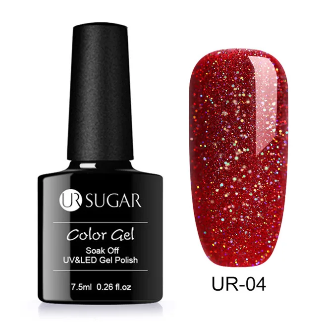 rainbow4 Ur Sugar 7,5 мл голографический лак для ногтей Блеск УФ-гель для ногтей Platinum лак мерцающий Маникюр замачивающийся лак для ногтей - Цвет: rainbow4