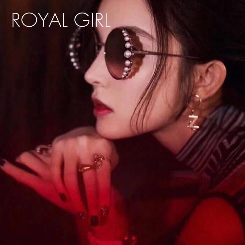 Женские солнцезащитные очки ROYAL GIRL роскошные круглые с жемчугом металлической