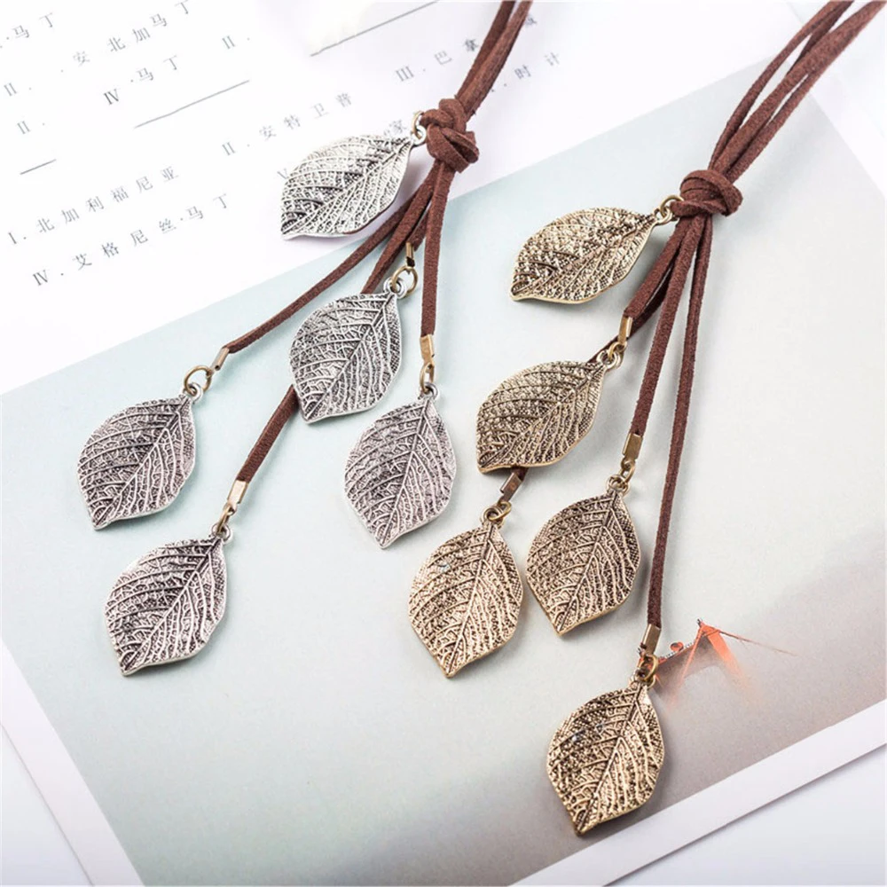 Длинные Цепочки и ожерелья Для женщин jewelry Винтаж нескольких leavies кулоны мода