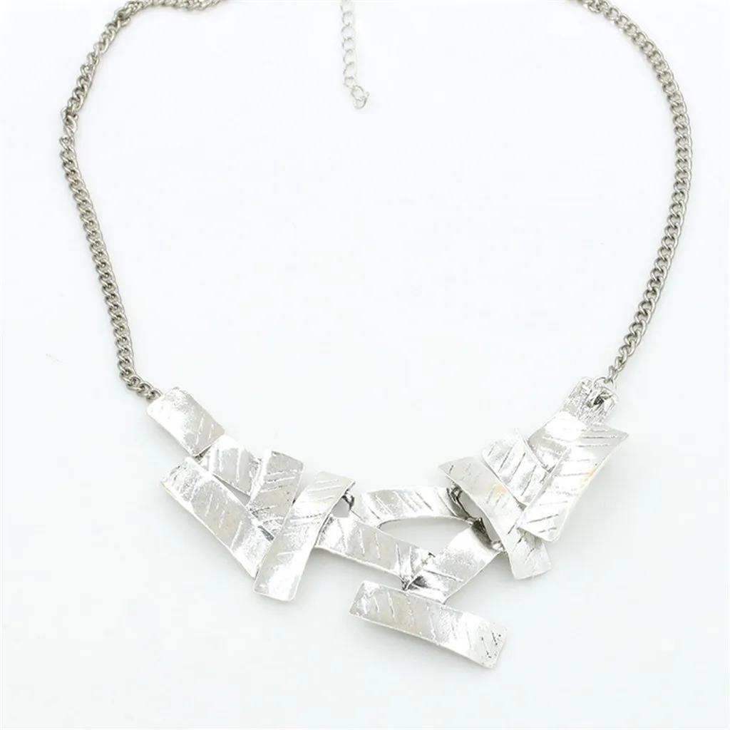 Женское Ожерелье Цепочка Европейский Панк Металлический геометрический кулон