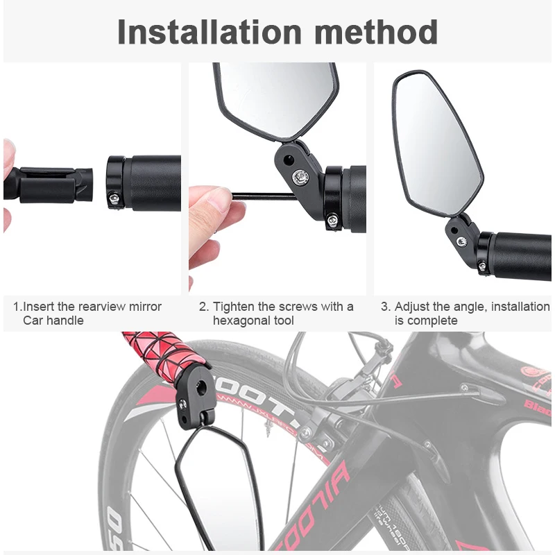 

1pcs Universal Bike Handlebar Adjustable Rearview Bicycle Mirror Wide-angle Convex Mirror Cycling MTB Bike Accessories