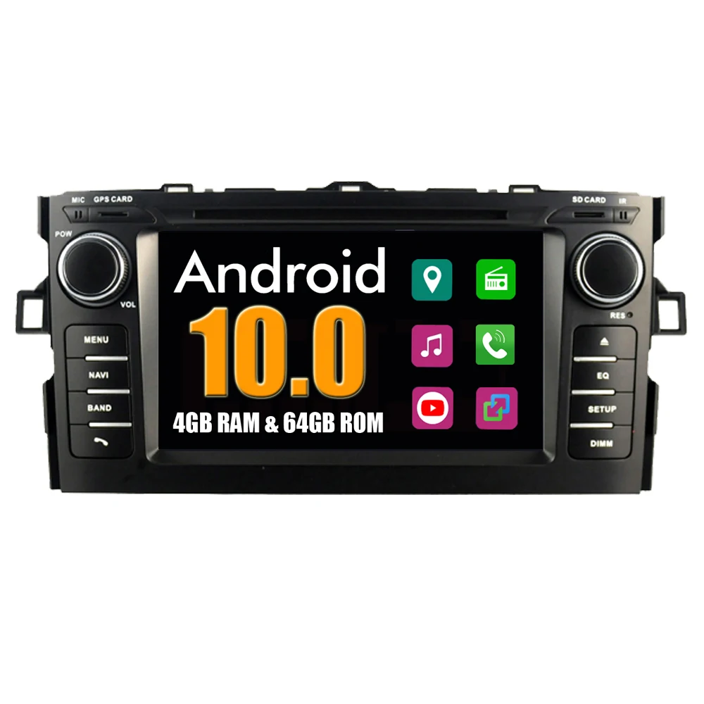 Автомобильный мультимедийный плеер RoverOne для Toyota Auris E150 2008 2012 Android 10 0