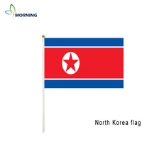 morning custom flag north korea flag 10pcs hand waving flag 14x21cm hand flag with pole sports home decoration