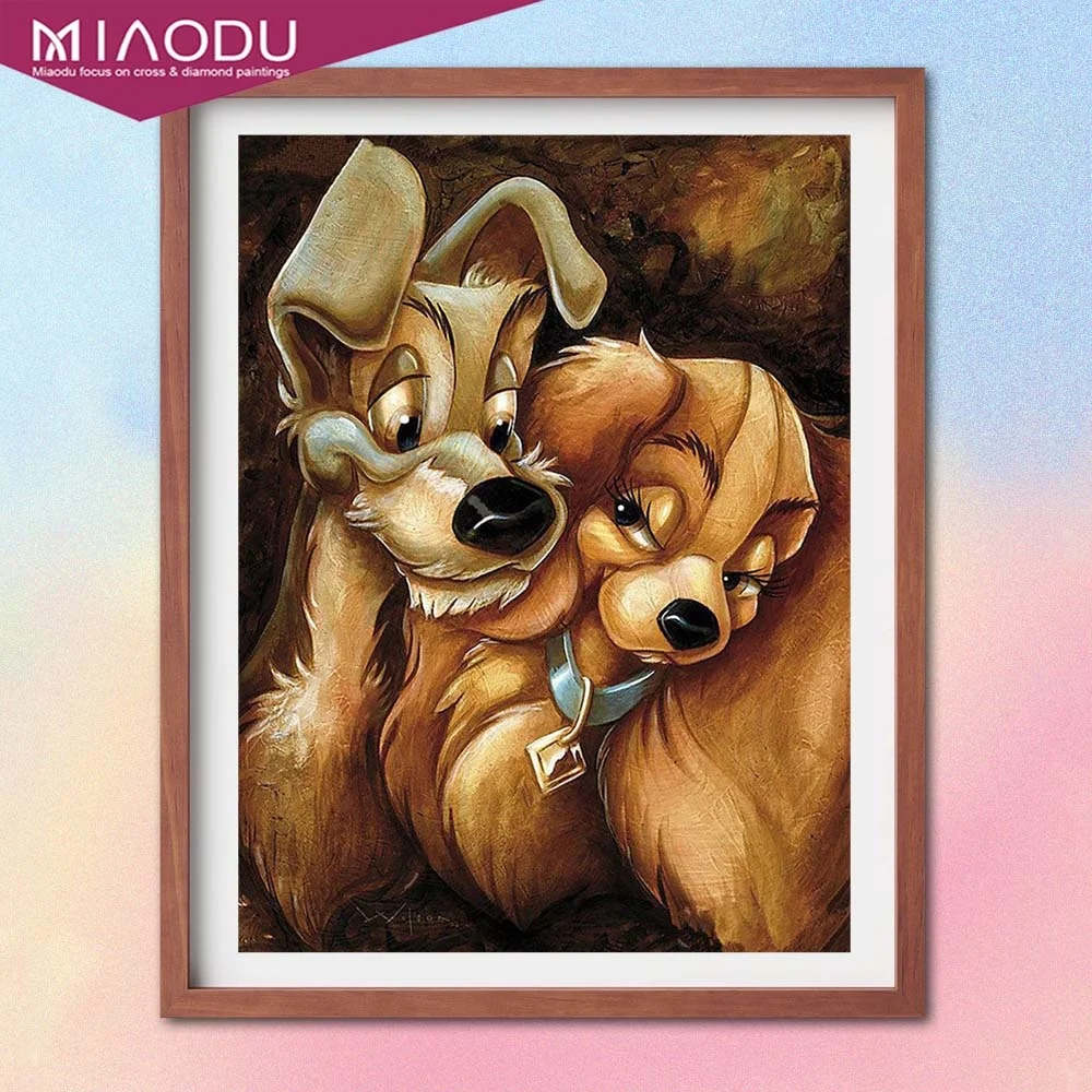

Disney Cartoon Lady And The Tramp Mickey Mouse 5D DIY Diamond Painting Cross Stitch Kits Embroidery Mosaic Resin HomeDecor Gift