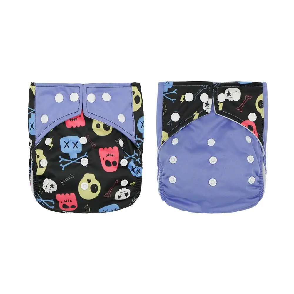 Pa&ntilde;al de tela ajustable para beb&eacute;, pa&ntilde;al reutilizable con bolsillo, impermeable, estampado, 2 unids/set por juego, env&iacute;o directo-1