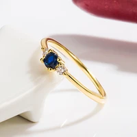 trendy 14k gold color jewelry sapphire ring for women join party blue topaz gemstone silver 925 jewelry wedding rings females