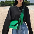 Повседневные дамские сумочки-мессенджеры в стиле ретро, черные, хаки, зеленые сумки на плечо из искусственной кожи для женщин, сумка-шоппер с широким ремешком на плечо и клапаном, 2021