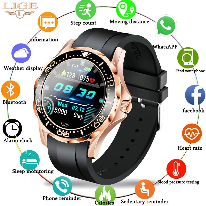

LIGE New Smart Watch Men Heart Sport Watch Monitoring Call Reminder Fitness Tracking Waterproof Women Smartwatch For Android iOS