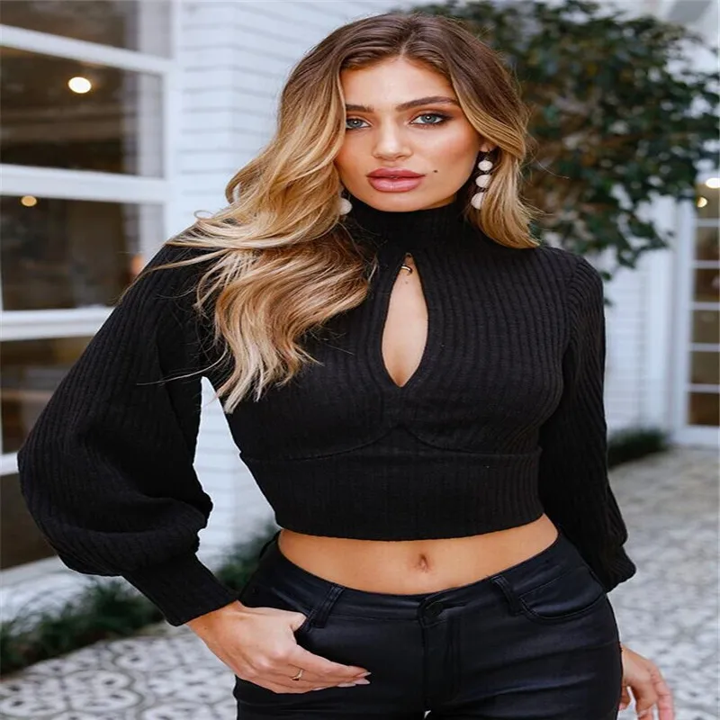 Осенние женские 2019 сексуальные глубокий открытый пупок ремни с длинным рукавом