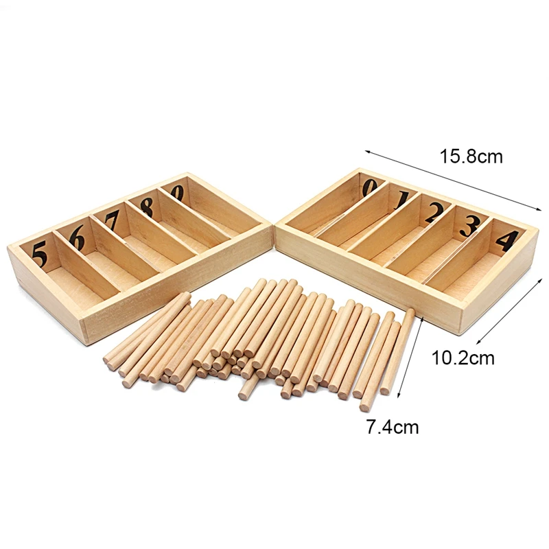 

Family Version Montessori Math Toy Spindle Box With 45 Spindles Smaill Size Spindle Rod Toys Early Educational Kindergarten Gift