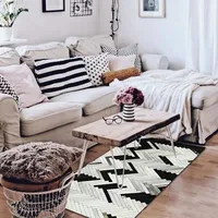 American style cowhide patchwork carpet , big size genuine cow leather black and white striped decorative bedside rug 80x160cm