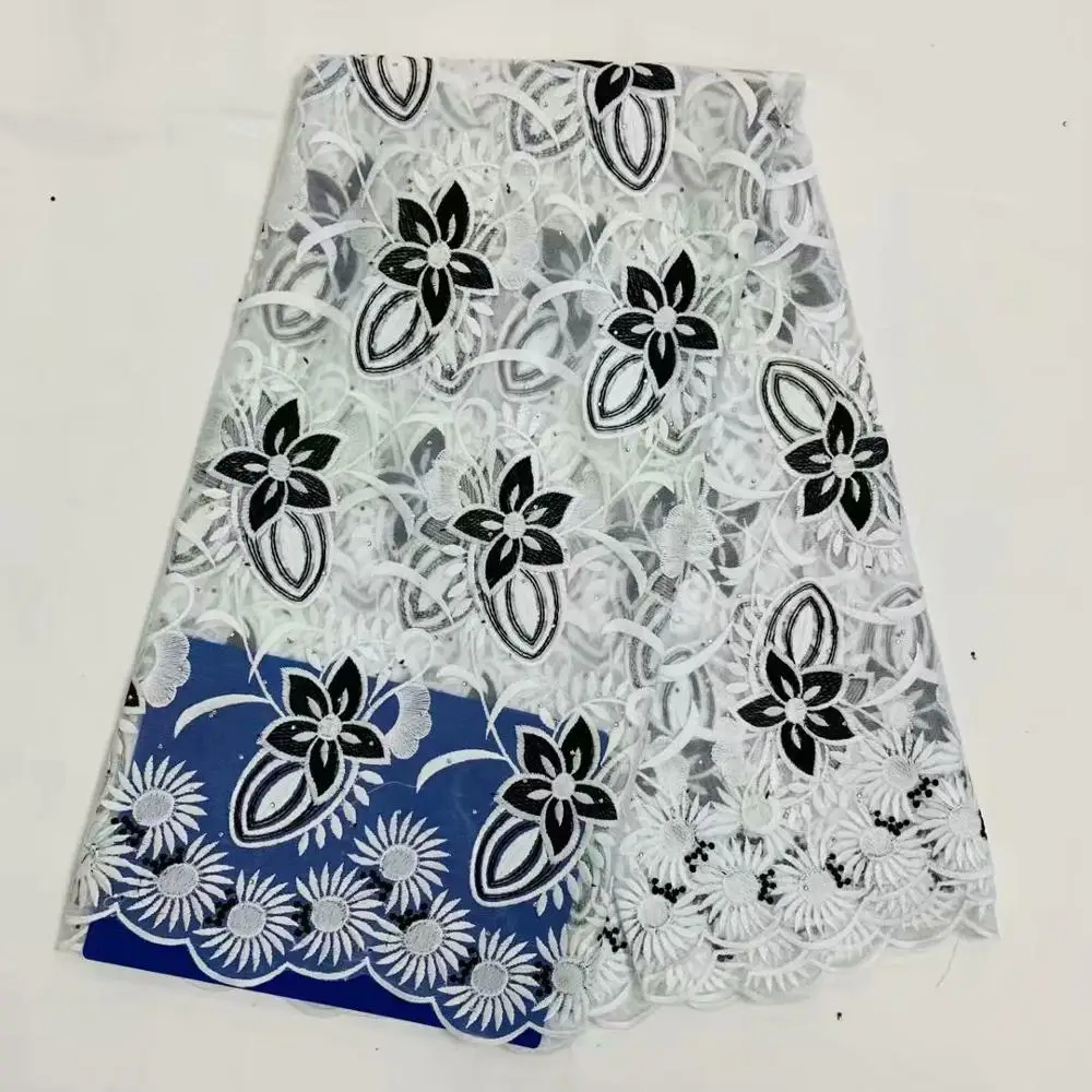 Последние черные белые африканские кружевные ткани 2020 высокое качество с