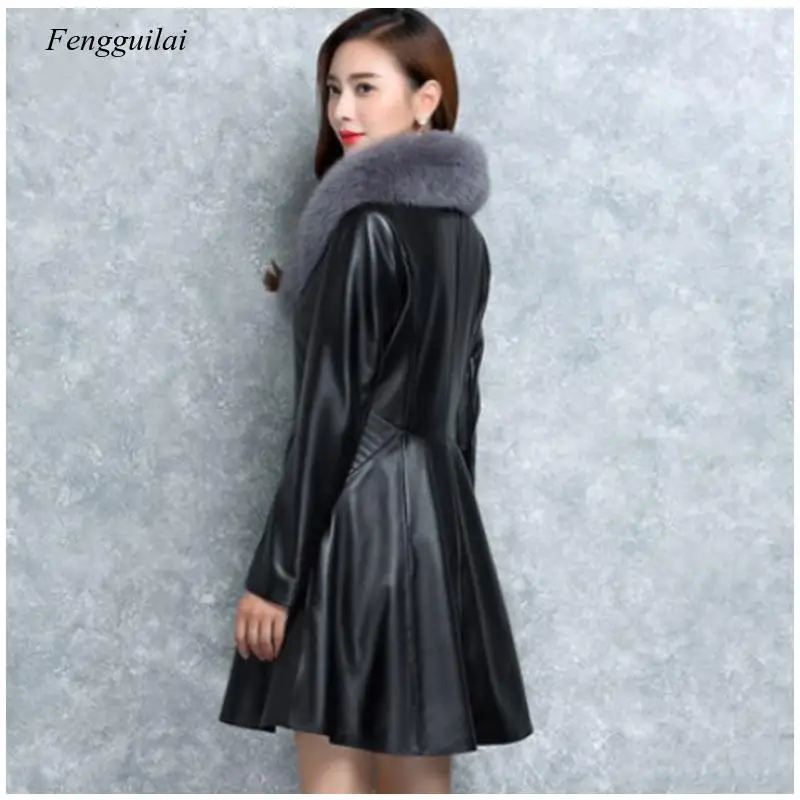 2020 New Winter Women Leather Fur Jackets Female Cotton Padded Overcoat Imitate Fox Wool Outerwear Manteau Femme Hiver Faux enlarge